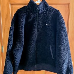 Nike Women's Sportswear Swoosh Plush Sherpa Jacket Size XXL Black NEW $145